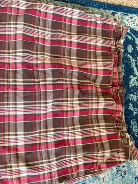 Vintage St. John's Bay Brown, Pink & White Plaid Cotton Skort Size 16